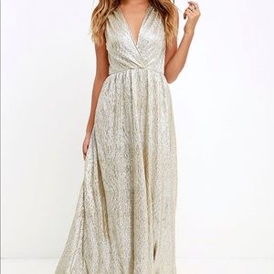 Lulu’s, All that shimmers is gold maxi dress